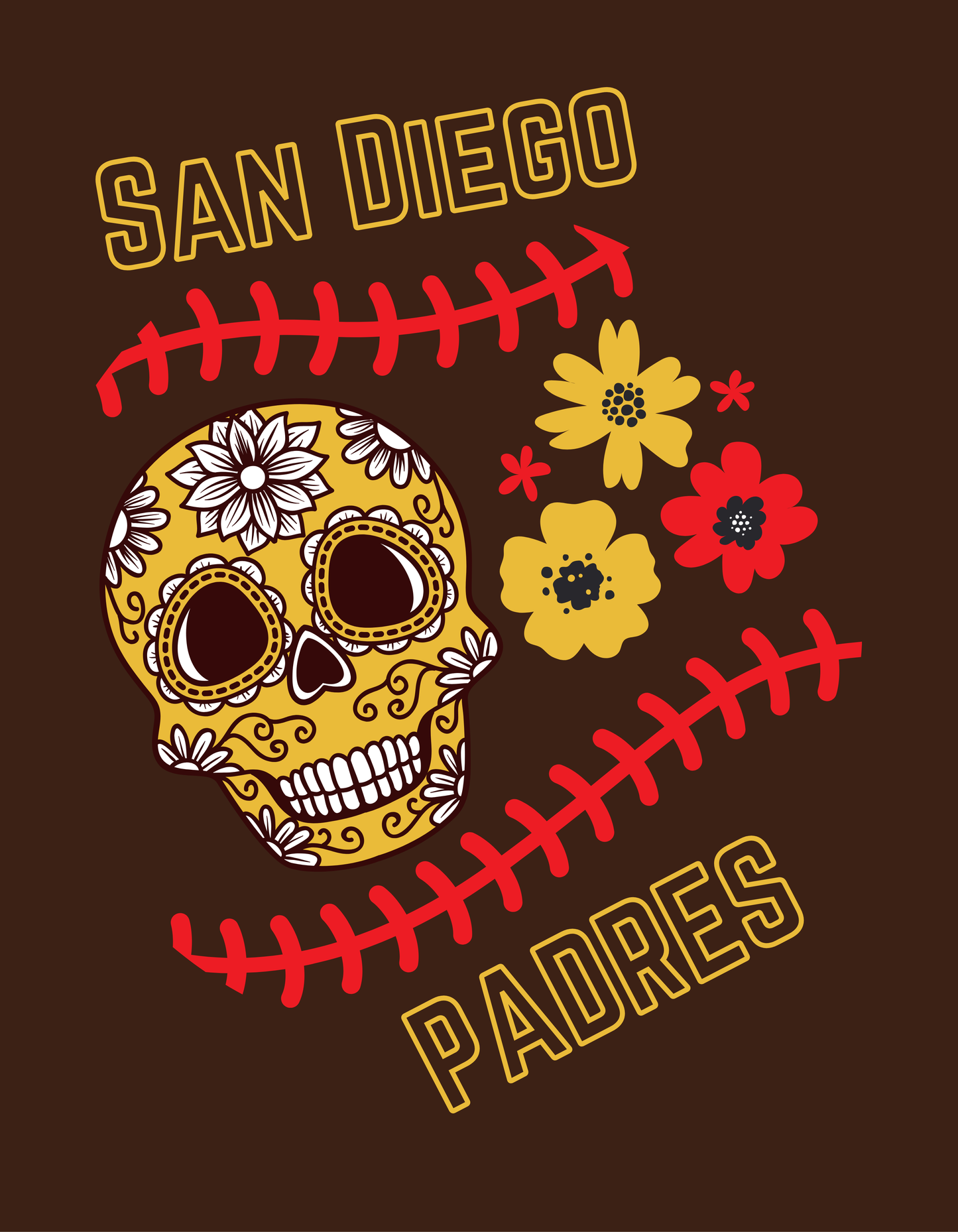 P. San Diego Padres Skull Short Sleeve T-Shirt. Tall, Big & Tall. Brown