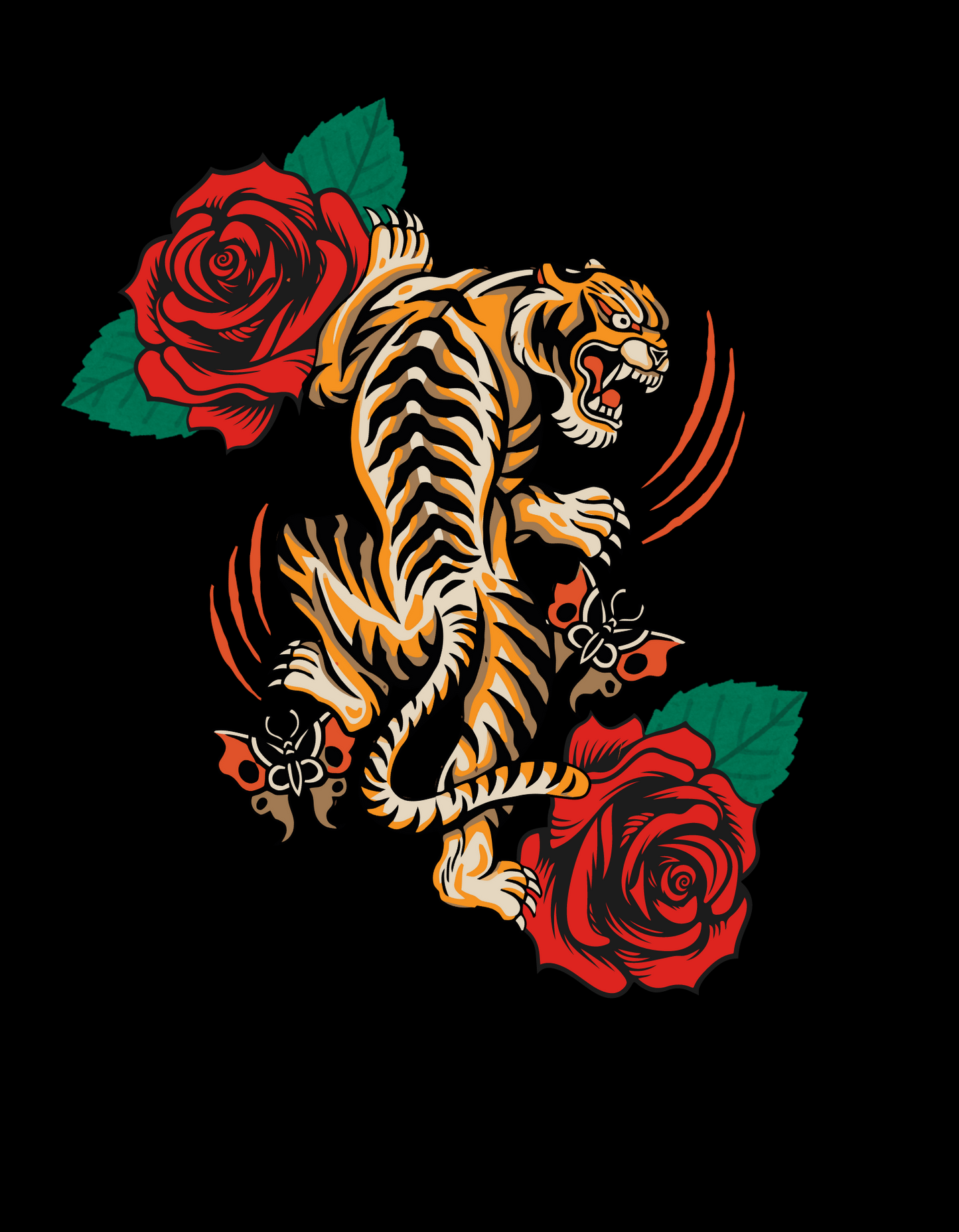 H. Fierce Tiger Short Sleeve T-Shirt. Tall, Big and Tall. Black