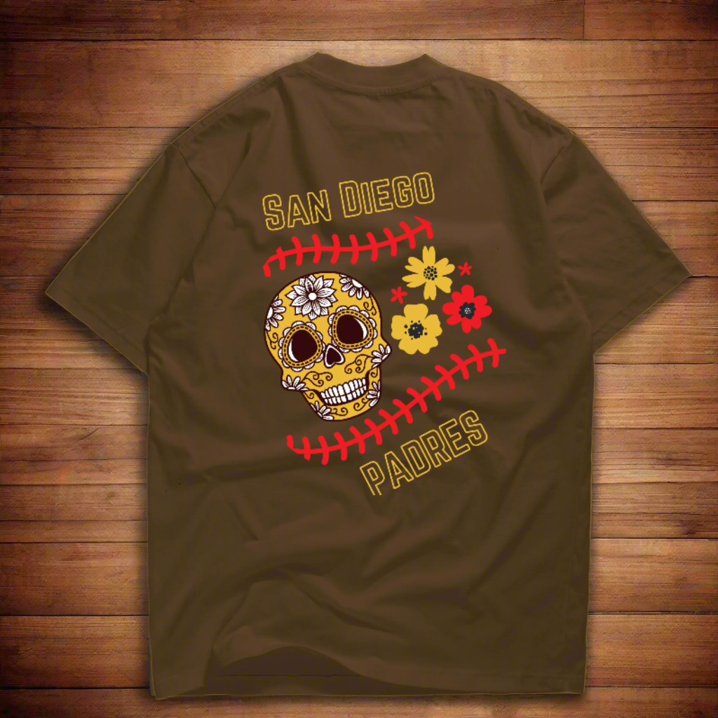 P. San Diego Padres Skull Short Sleeve T-Shirt. Tall, Big & Tall. Brown