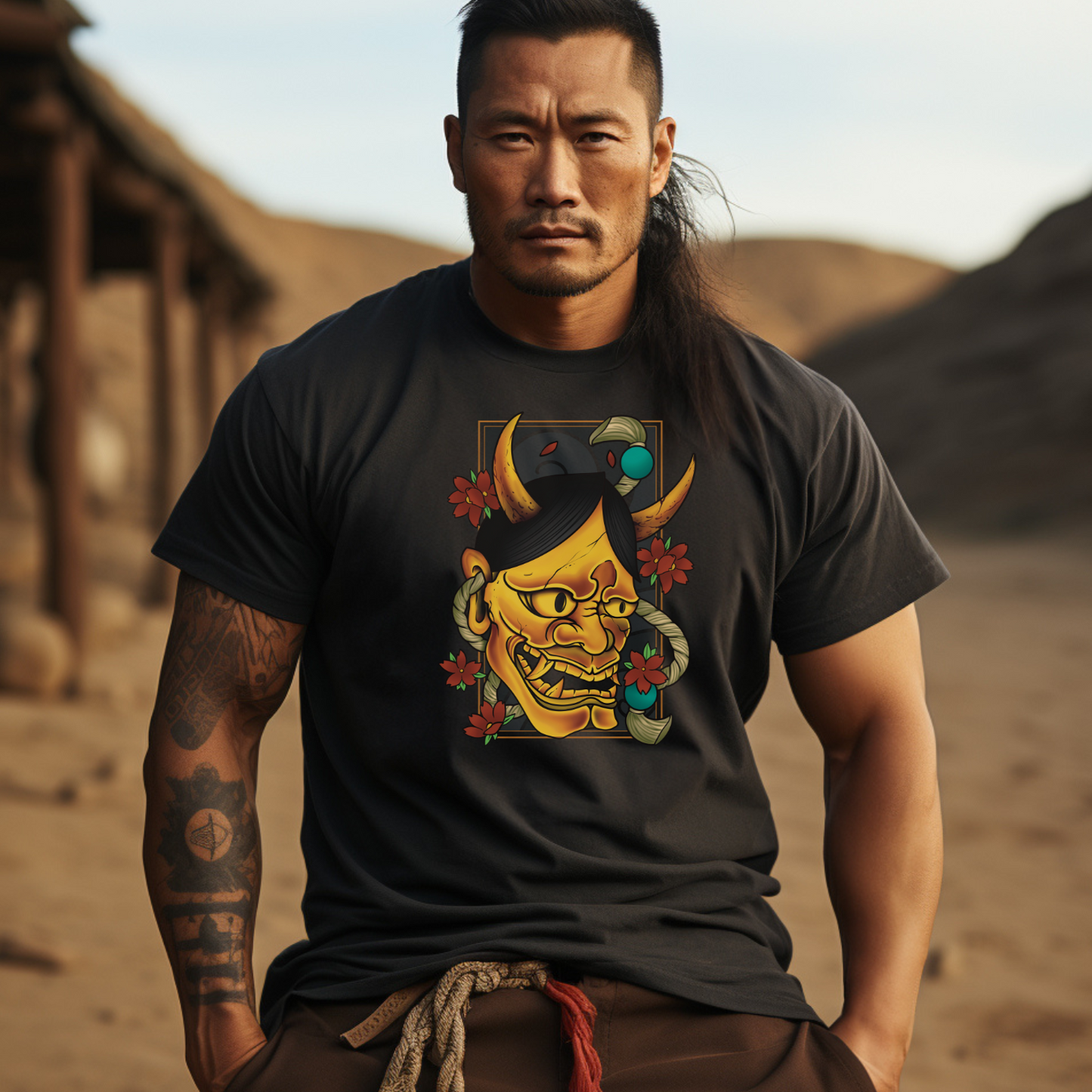 B. Hannya Mask Short Sleeve Tall, Big & Tall T-Shirt. Black