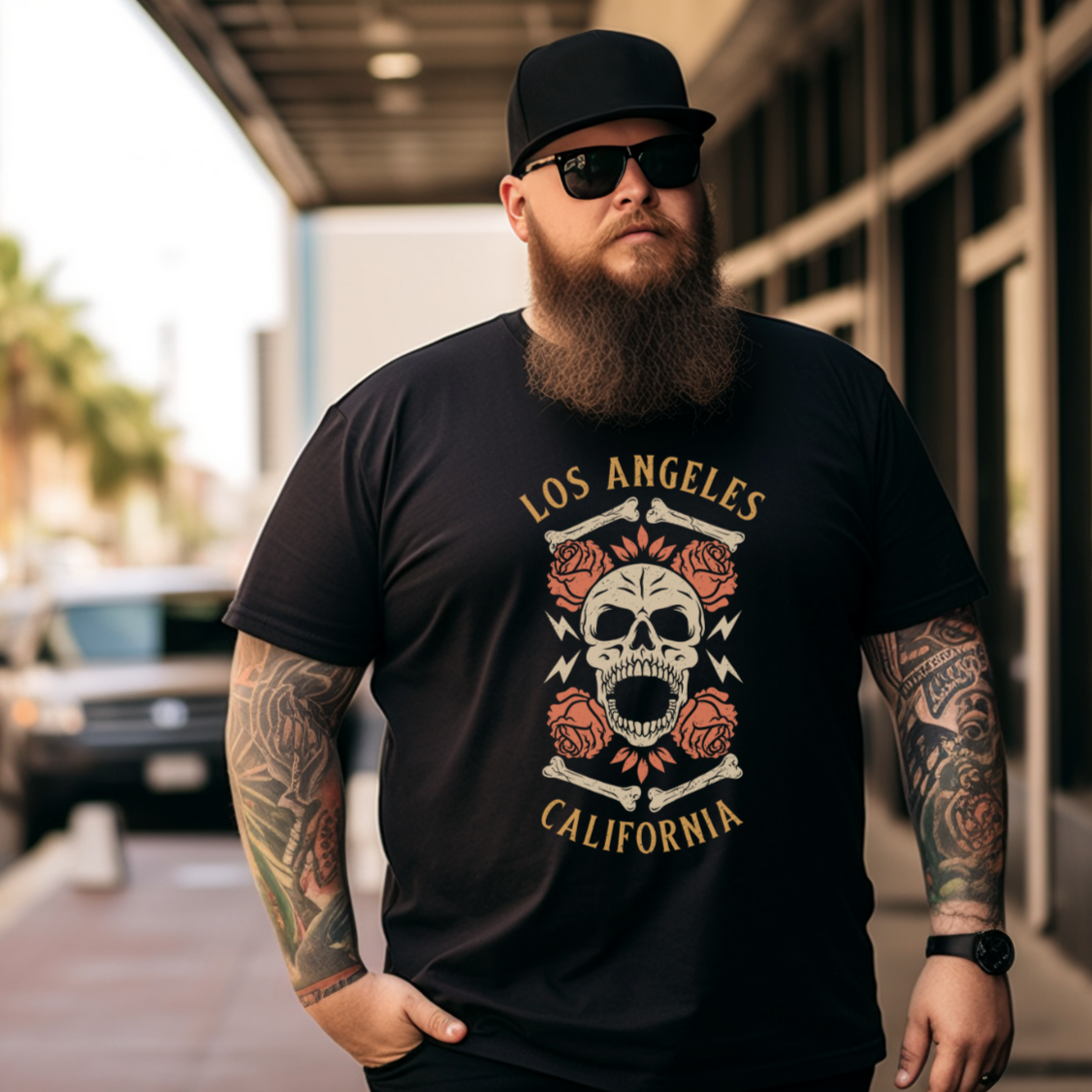 A. Los Angeles Short Sleeve Tall, Big & Tall T-Shirt. Black