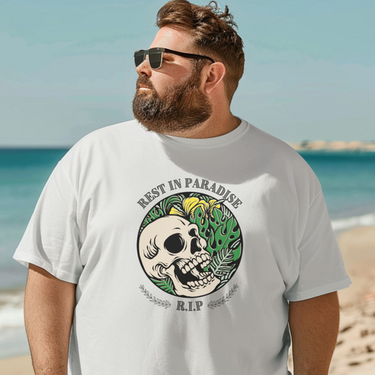 L. Tropical Skull Short Sleeve T-Shirt. Tall, Big & Tall. White