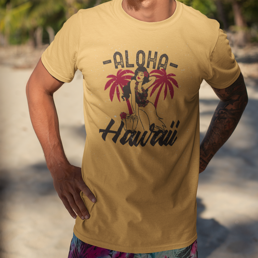 N. Aloha Hawaii Short Sleeve T-Shirt Tall, Big & Tall. Tan